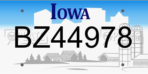 BZ44978 Iowa License Plate