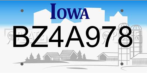 BZ4A978 Iowa License Plate