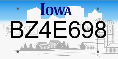 BZ4E698 Iowa License Plate