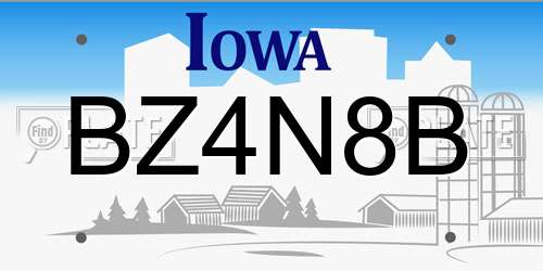 BZ4N8B Iowa License Plate