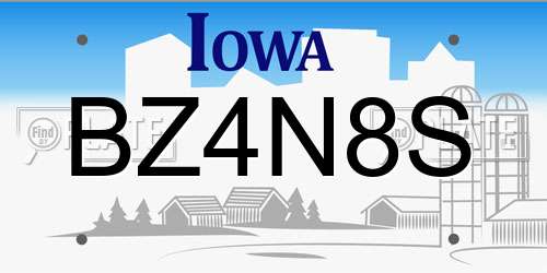 BZ4N8S Iowa License Plate