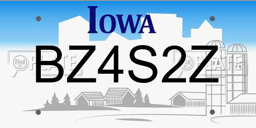 BZ4S2Z Iowa License Plate
