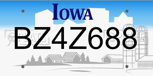 BZ4Z688 Iowa License Plate