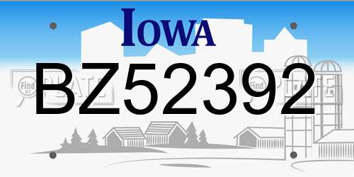 BZ52392 Iowa License Plate