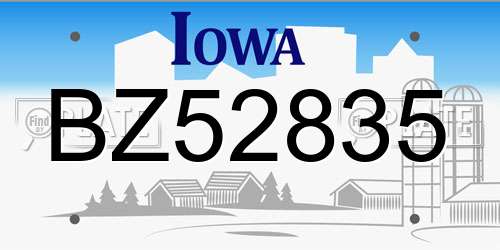 BZ52835 Iowa License Plate