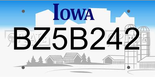 BZ5B242 Iowa License Plate