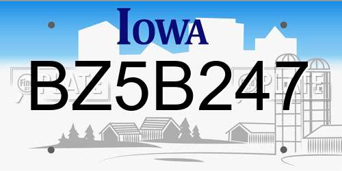 BZ5B247 Iowa License Plate