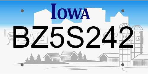 BZ5S242 Iowa License Plate