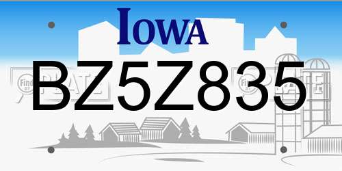 BZ5Z835 Iowa License Plate