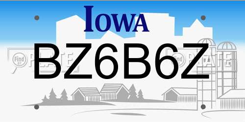 BZ6B6Z Iowa License Plate