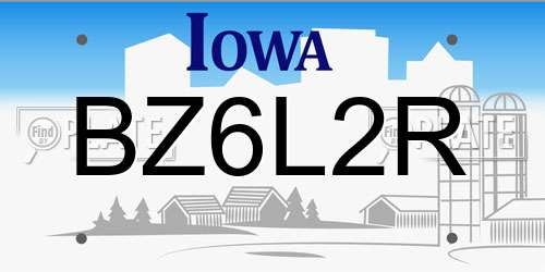 BZ6L2R Iowa License Plate