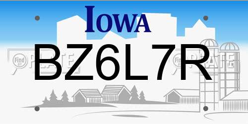 BZ6L7R Iowa License Plate