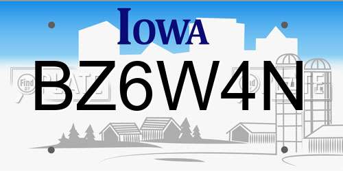 BZ6W4N Iowa License Plate