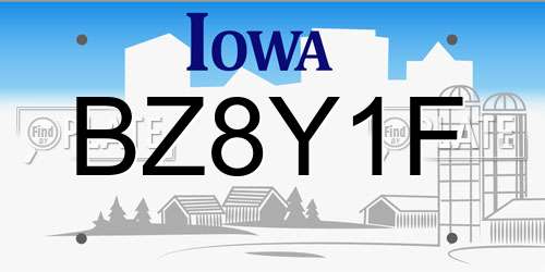 BZ8Y1F Iowa License Plate