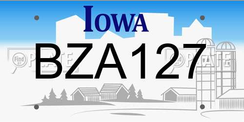 BZA127 Iowa License Plate