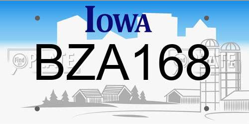 BZA168 Iowa License Plate