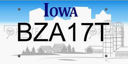 BZA17T Iowa License Plate