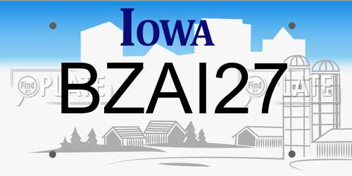 BZAI27 Iowa License Plate