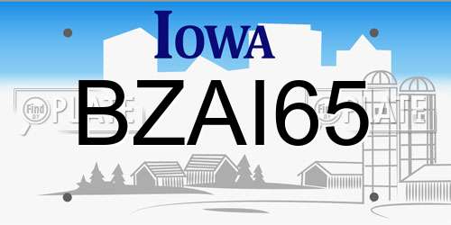 BZAI65 Iowa License Plate