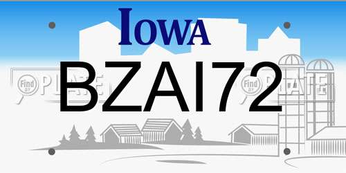 BZAI72 Iowa License Plate