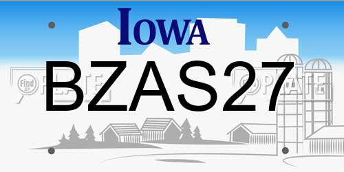 BZAS27 Iowa License Plate