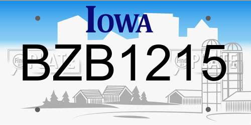 BZB1215 Iowa License Plate