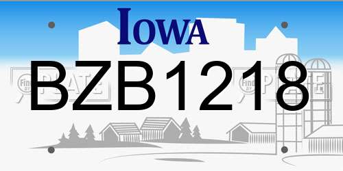 BZB1218 Iowa License Plate