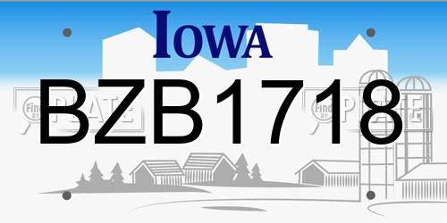 BZB1718 Iowa License Plate