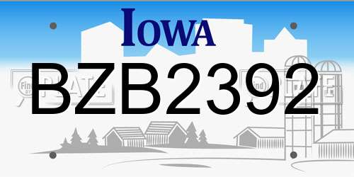 BZB2392 Iowa License Plate
