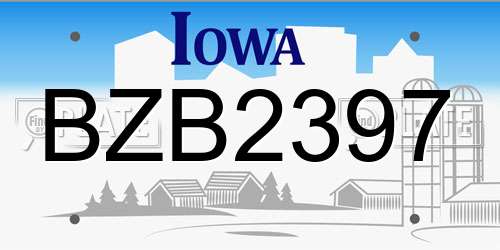 BZB2397 Iowa License Plate
