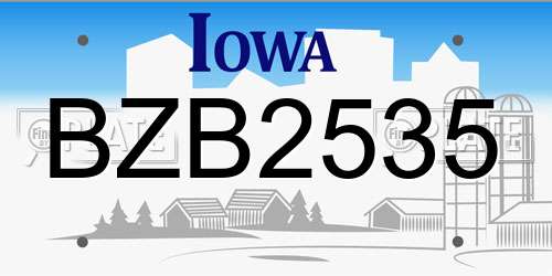 BZB2535 Iowa License Plate