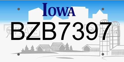 BZB7397 Iowa License Plate