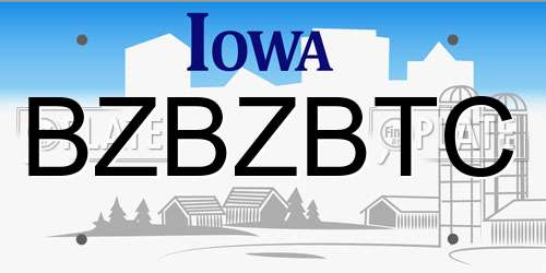 BZBZBTC Iowa License Plate