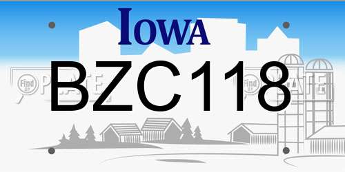 BZC118 Iowa License Plate