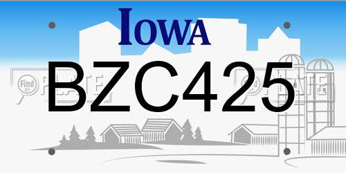 BZC425 Iowa License Plate
