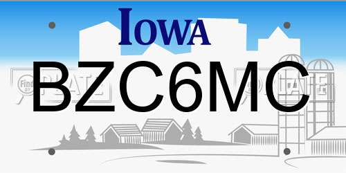 BZC6MC Iowa License Plate