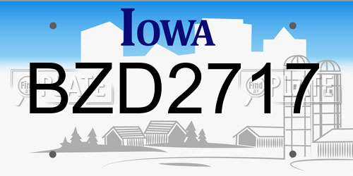BZD2717 Iowa License Plate