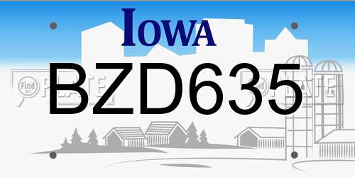 BZD635 Iowa License Plate