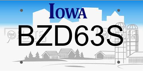 BZD63S Iowa License Plate