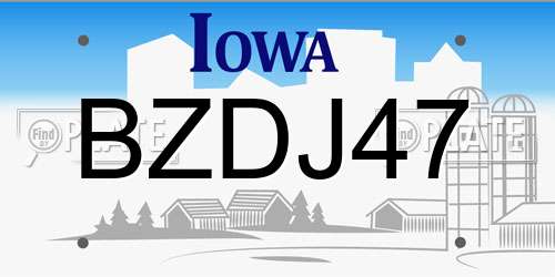 BZDJ47 Iowa License Plate