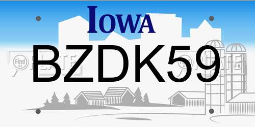 BZDK59 Iowa License Plate