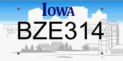 BZE314 Iowa License Plate