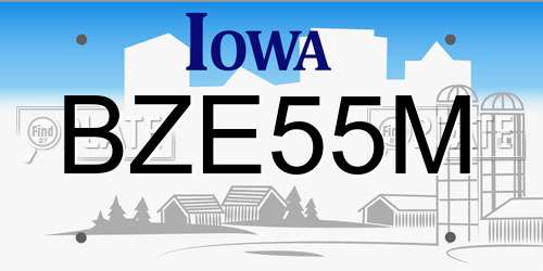BZE55M Iowa License Plate
