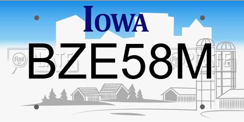 BZE58M Iowa License Plate