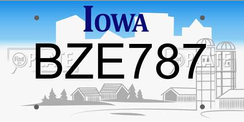 BZE787 Iowa License Plate