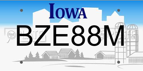 BZE88M Iowa License Plate