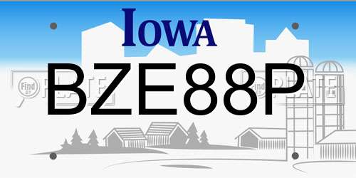 BZE88P Iowa License Plate
