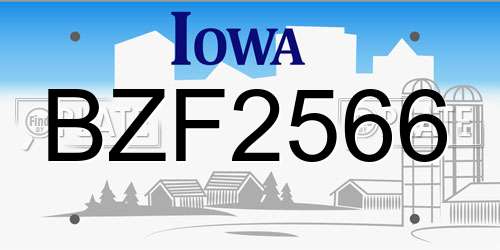 BZF2566 Iowa License Plate
