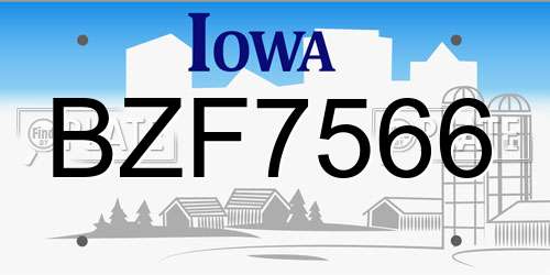 BZF7566 Iowa License Plate