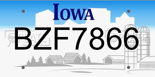 BZF7866 Iowa License Plate